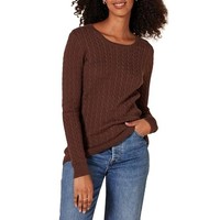 Amazon Essentials Damen Zopfstrick Langarm-Pullover Rundhals Dunkel