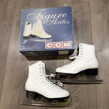 Vintage CCM Women  s Figure Skates Silhouette Model White Sz 8 New Box Hockey