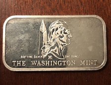 1972 Betsy Ross Flag Art Bar-Washington Mint 1 Troy oz. .999 Silver 89.99 per troy oz