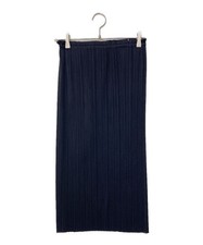 Issey Miyake Pleats Please Pleated Polyester Midi Skirt Black Sz L
