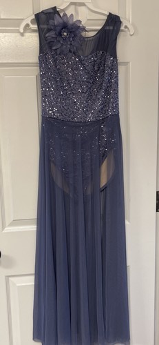 Weissman Long Smoky Blue Lyrical/ballet Costume Size Small Adult Lyrical/ballet
