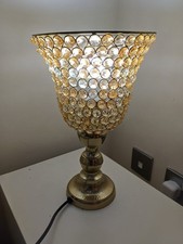 Decorative Gold Crystal Table Lamp – E27 – Faceted Glass – Bulb Incl – Working