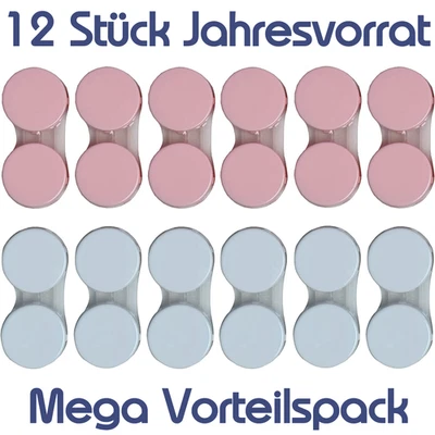 CHARMIGA Kontaktlinsenbehälter 12 Stück Jahresvorrat Aufbewahrungsbehälter Reiseset