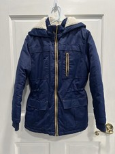 CAT  JACK Blue Full Zip Winter Hooded Pockets Coat SIZE 6/7 SM BOYS Pre Loved