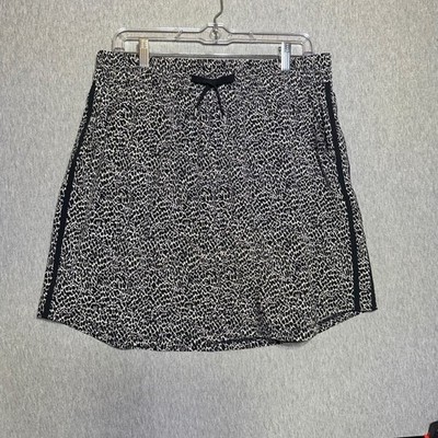 Talbots Womens Black White Leopard Print Active Skort Size L Drawstring Sport