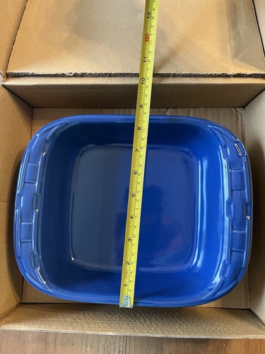 Longaberger Cornflower Blue Woven Traditions 8 x 8 Square Baking Dish Ships Fast - Picture 5 of 11