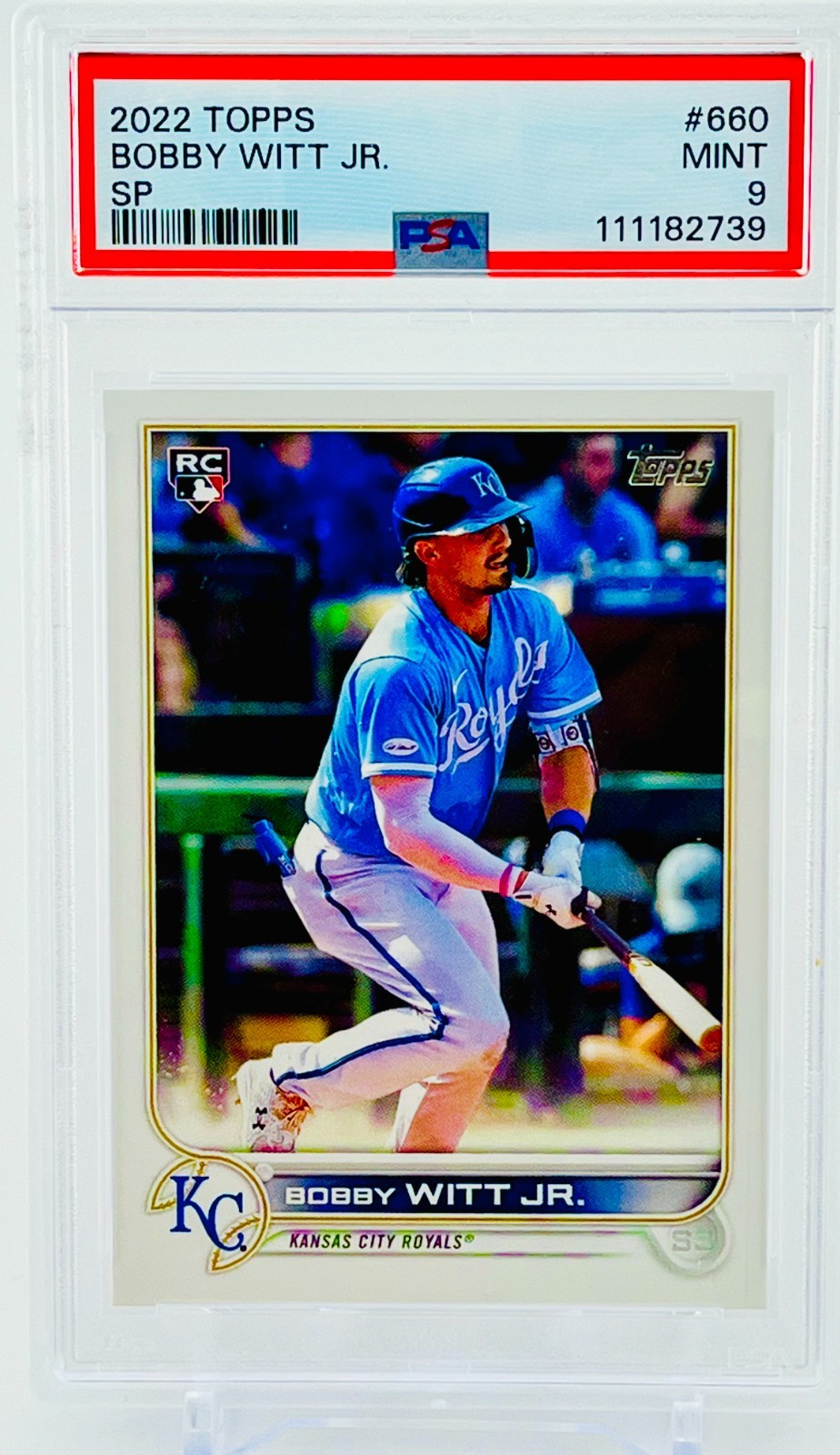 2022 Topps Seris 2 Bobby Witt Jr Image Variation SP Royals #660 PSA 9