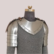 Steel Knight Gorget  Pauldron Armor Set   LARP Ren Faire Costume