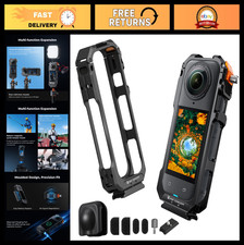 Camera Cage for Insta360 X5 - Aluminum Alloy Frame, Silicone Lens Cover, 2 Cold