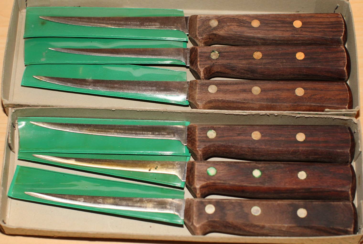 Vintage R.H. Forschner Co. Set of 6 Knives with Wooden Handles