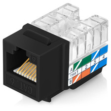 Everest 90 Degree RJ45 Cat6 Keystone Jacks Slim Profile 100-Pack Black