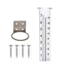 7" Capacity Rain Gauge with Stainless Steel Mounting Rack Holder, Post Mount ...