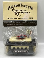 Antiguo Hersheys Chocolate Memories Kurt Adler Madera Trolley Tren Coche Adorno