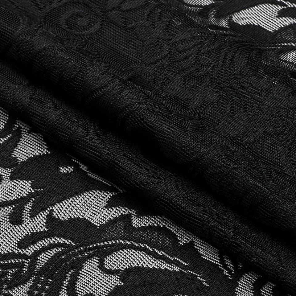 Cortinas de encaje negro transparente 84 pulgadas vintage florales transparentes góticos paneles de cortina para Foto 3 de 4