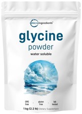 Glycine Powder, 1KG 2.2 Pounds , Glycine 1000mg Per Serving, Water Soluble a...