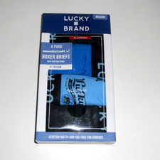 MEN'S "LUCKY BRAND ESSENTIAL SOFT BOXER BRIEFS 4 PACK 6" INSEAM Size Medium