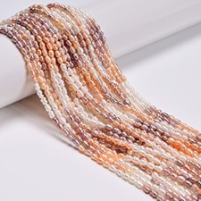 Gradient Natural Fresh Water Pearl Rice Shape Beads Size 3-3.3x4-4.5mm 14"Strand