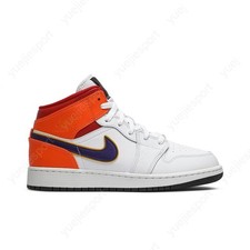 Air Jordan 1 Mid Gs White Court Purple Teal 554725-128
