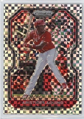 2021 Panini Prizm Tier III Power Plaid Prizm 34/75 Aristides Aquino #208 sc8