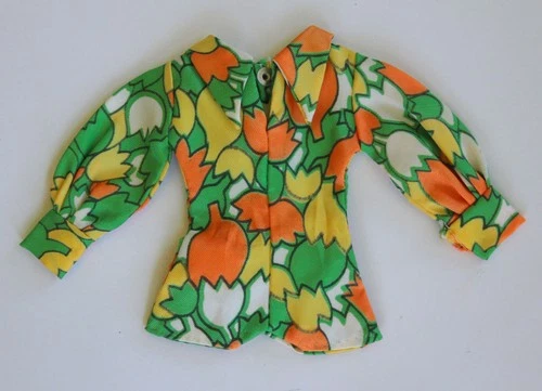 Vintage Barbie Clone MOD 70's Style Orange Green Fashion Romper Doll Outfit
