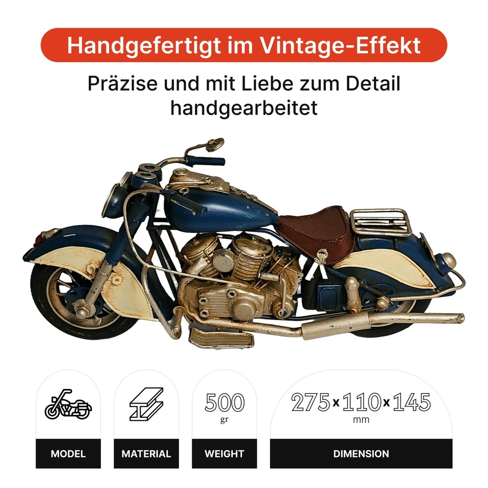 Motocicletta DynaSun 1804D-402 27cm metallo Modellino moto vintage retrò - Immagine 2 di 4