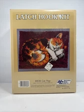 Vintage National Yarn Crafts Latch Hook Rug Kit “Cat Nap” 1980's NIB And Sealed