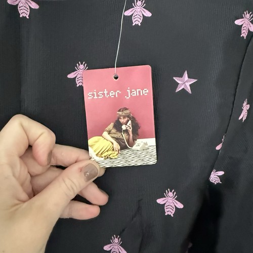 Sister Jane Dress Star Series Black Skater Pink Bee Size Medium New - Picture 3 of 6