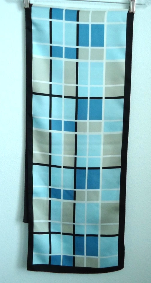 Bufanda gris azul 100 % seda rectangular talla 62x13 pulgadas Talbots años 80 de colección Foto 3 de 4