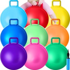 9 Pcs Hopper Ball 18 Inch Jumping Hopping Outdoor Bouncy Ball with Handles an...