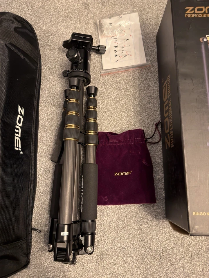ZOMEI Z669C Camera Tripod, 60 inch Carbon Fiber Portable Tripods Compact Travel - Image 3 of 4