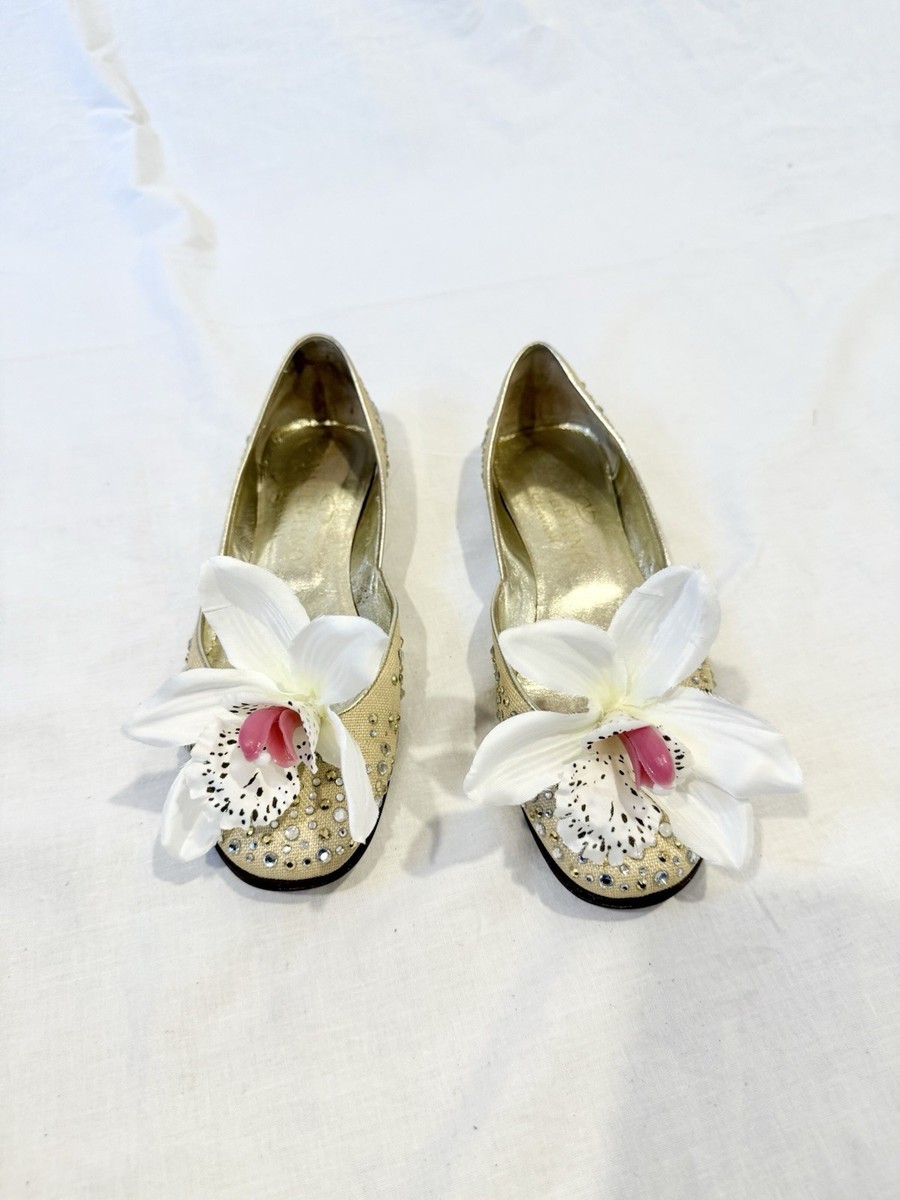 Valentino Garavani flats shoes orchid flower size 6 US 36 Y2K