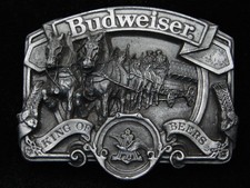 RD03114 VINTAGE 1980s  BUDWEISER KING OF BEERS  ADVERTISEMENT BELT BUCKLE