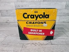 Vintage Crayola Crayons 64 Pack Built In Sharpener RARE COLORS Indian Red Etc