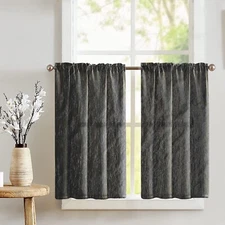 lovemyfabric Crinkle Crushed Taffeta Café Tier Curtains Window Treatment