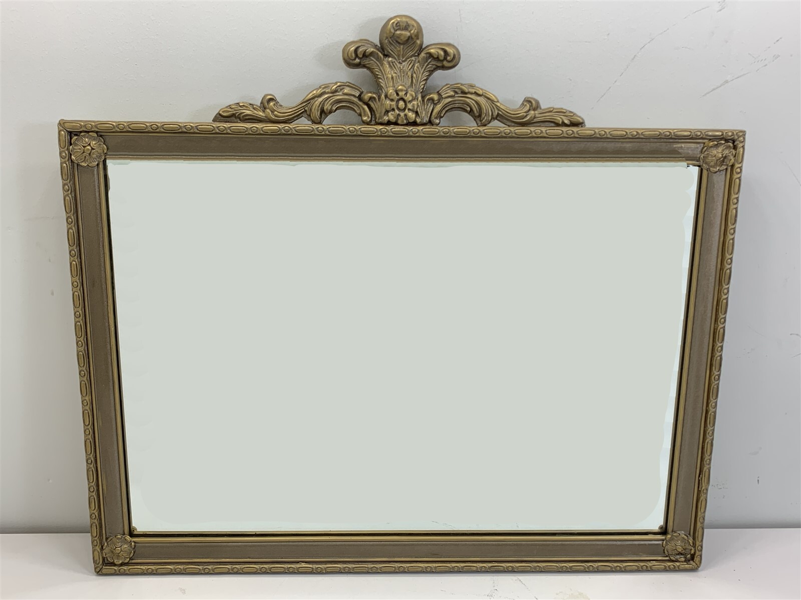 Antique Early 20th Century Gilt Gold Wall Mirror French Country Rectangle 