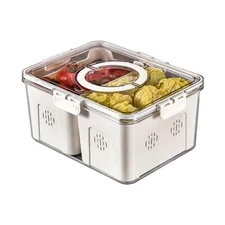 Refrigerator Organizer With Lids (2 Compartments), Fridge Storage C... Fast Ship