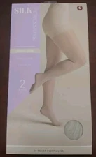 Silk Impressions Pantyhose Small Silver 2-Pack Shimmer Sheer High Waisted 20 Den