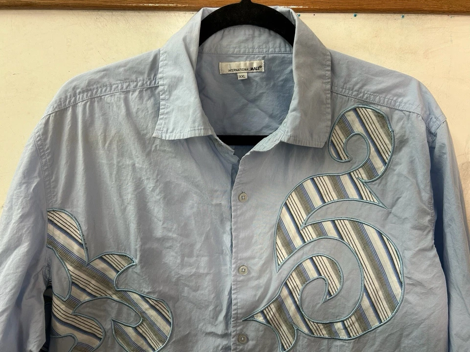Camisa De Colección Internacional Hombre Talla XXL Azul Abotonada Manga Larga Desplazamiento Foto 2 de 4