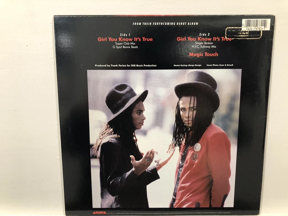 MILLI VANILLI - GIRL YOU KNOW IT'S TRUE 12" 33 RPM Arista AD1-9780 Electronic NM Foto 2 de 4