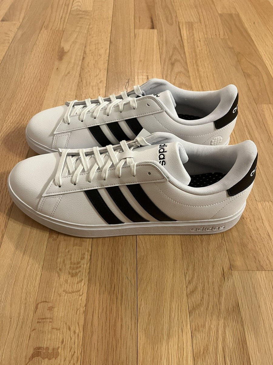 New Adidas Men's Size 12 Grand Court 2.0 White & Black