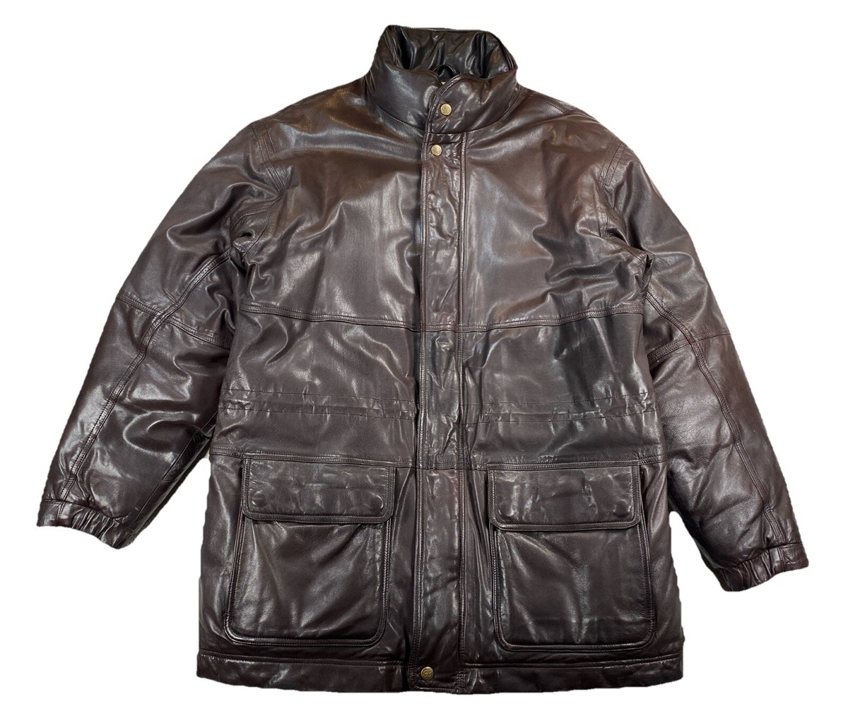 Eddie Bauer Men's Large Leather Goose Down Puffer Jacket