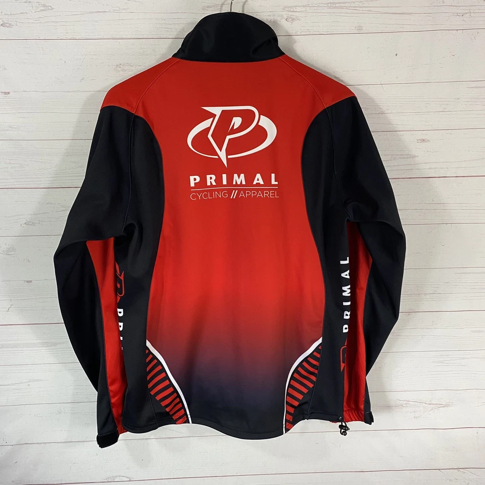 Primal Mens Zip Front Cycling Jacket Size Medium Red Micro Fleece Lined Pockets - Image 3 of 4