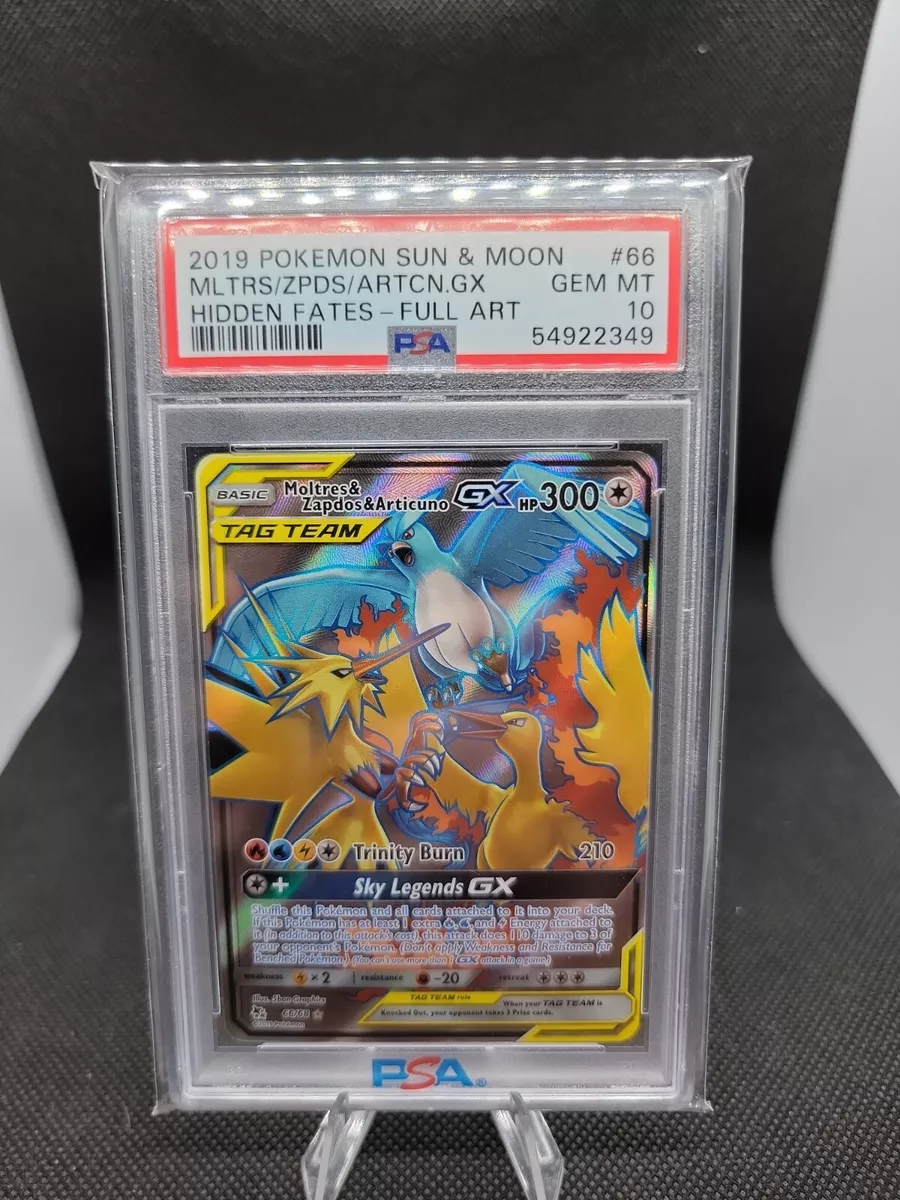 Moltres & Zapdos & Articuno GX Full Art Hidden Fates #66 PSA 10 GEM MI