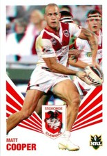 2012 ST GEORGE ILLAWARRA DRAGONS NRL Card MATT COOPER Daily Telegraph