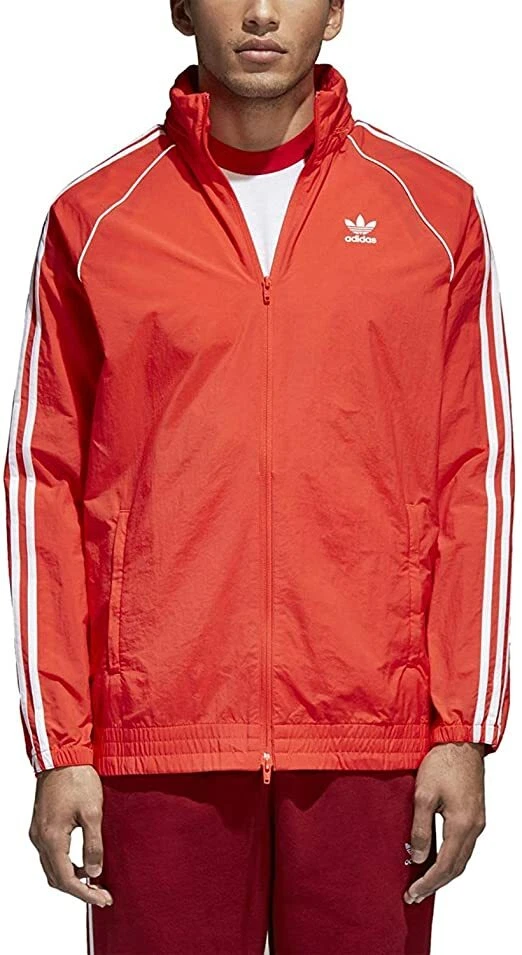 Rare adidas Originals SST Windbreaker Jacket Nylon Glanz Shell Suit Orange S eBay