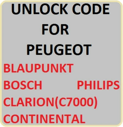 Unlock radio Code PEUGEOT EXPERT BIPPER BOXER BLAUPUNKT BOSCH PHILIP CONTINENTAL
