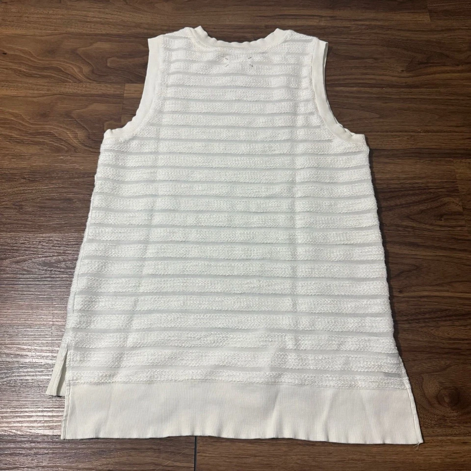 Lou и серый Майка без рукавов женщин Sz средний слоновой кости белый ребристый трикотажа в полоску - Изображение 4 из 4