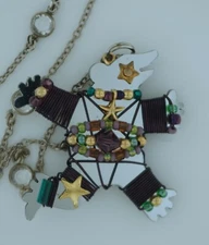 LIZTECH ARTISAN JEWELRY 1999 URSULA THE BEAR PENDANT WITH CHAIN NECKLACE 28"