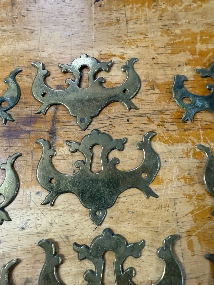 старинный период чиппендейл летучая мышь латуни 18 аппаратные пластины escutcheons залог - Изображение 4 из 4