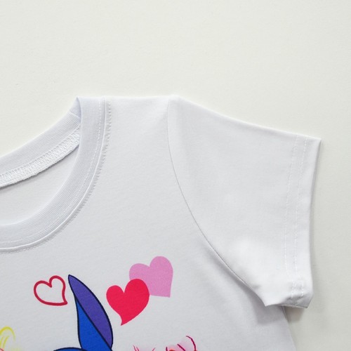 Conjunto de faldas plisadas para niños Lindo conjunto de camiseta vestido estampado de puntada lilo niñas - Imagen 4 de 33